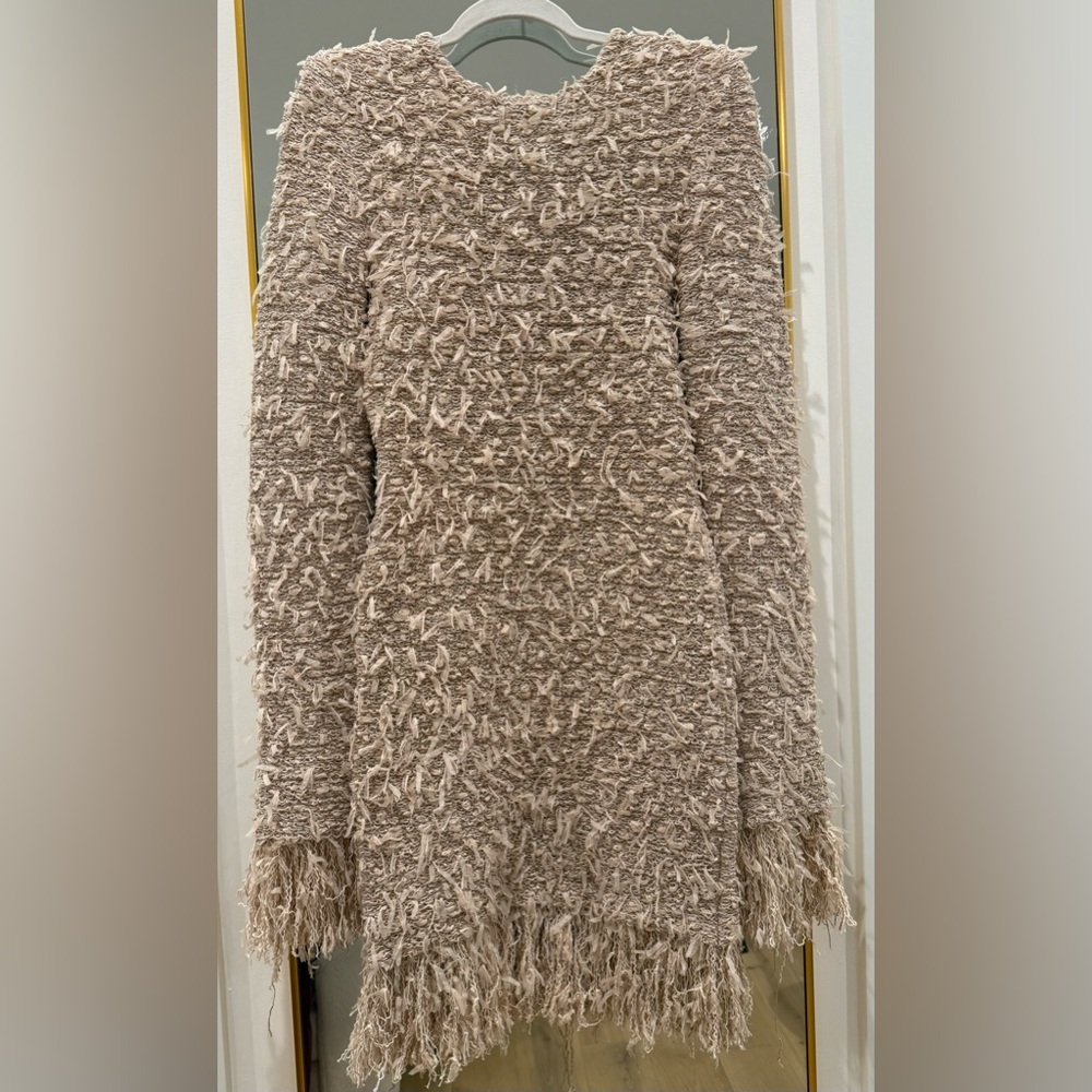Balmain Fringe Tweed Mini Dress